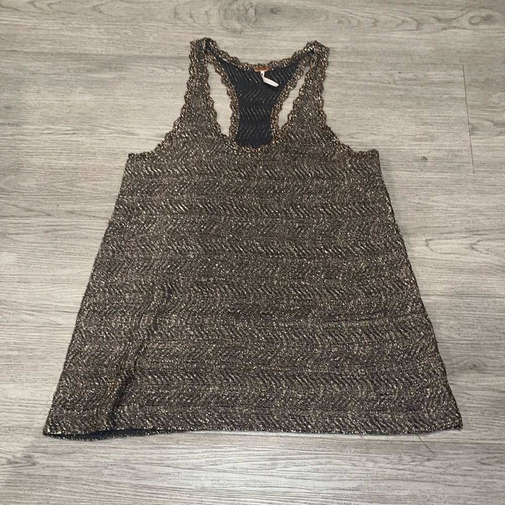 Free People Gold Sequin glittery top.